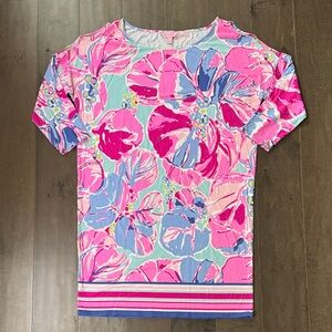 Lilly Pulitzer Lilly Jam Out Dress Size Large Pink Floral Shift Dress